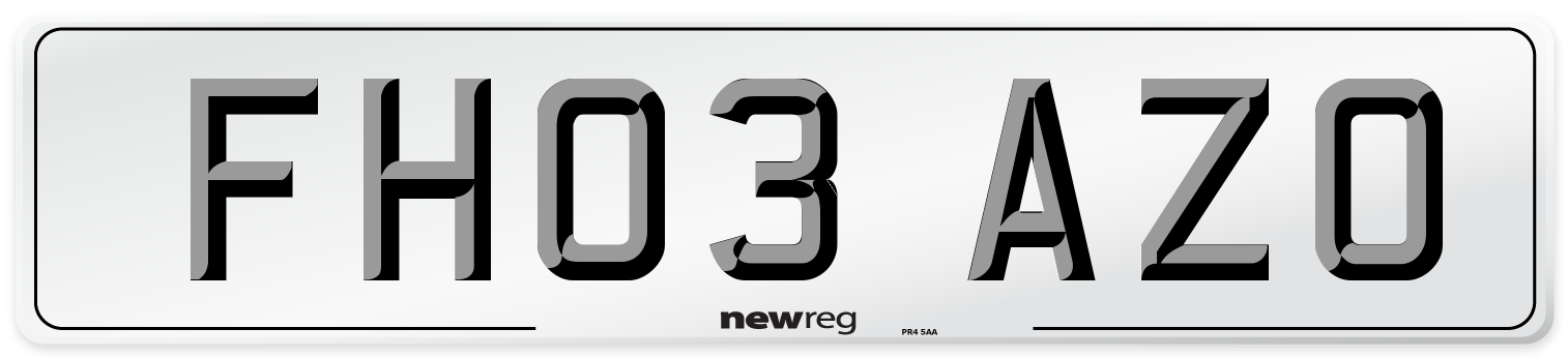 FH03 AZO Number Plate from New Reg